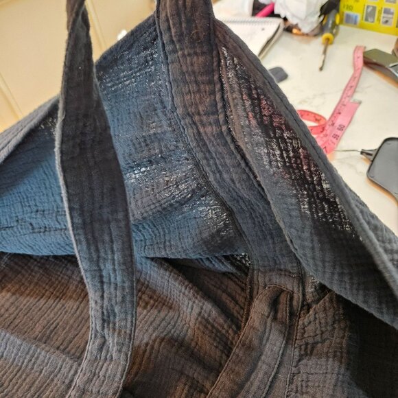 Marine Layer Valencia Black Gauze Wrap Dress Size Medium Midi Flowy Bohemian - Picture 5 of 13